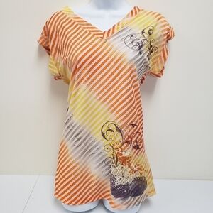 Apple Bottoms Striped Vneck Semi Sheer Womens Size Medium